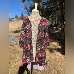 COMFY Aztec print fanny cardigan, 3/4 sleeves, M